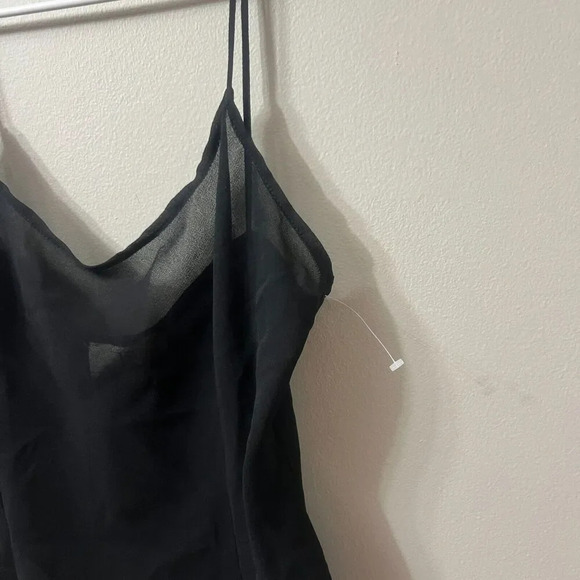 JS Signature Women Black Tank Top 8 Chiffon Pullover Sleeveless Sheer Shell Goth - Picture 5 of 6